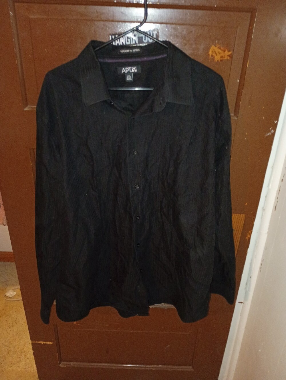 EUC Women's Black Pinstripe Apt. 9 Button Down Shirt XXL